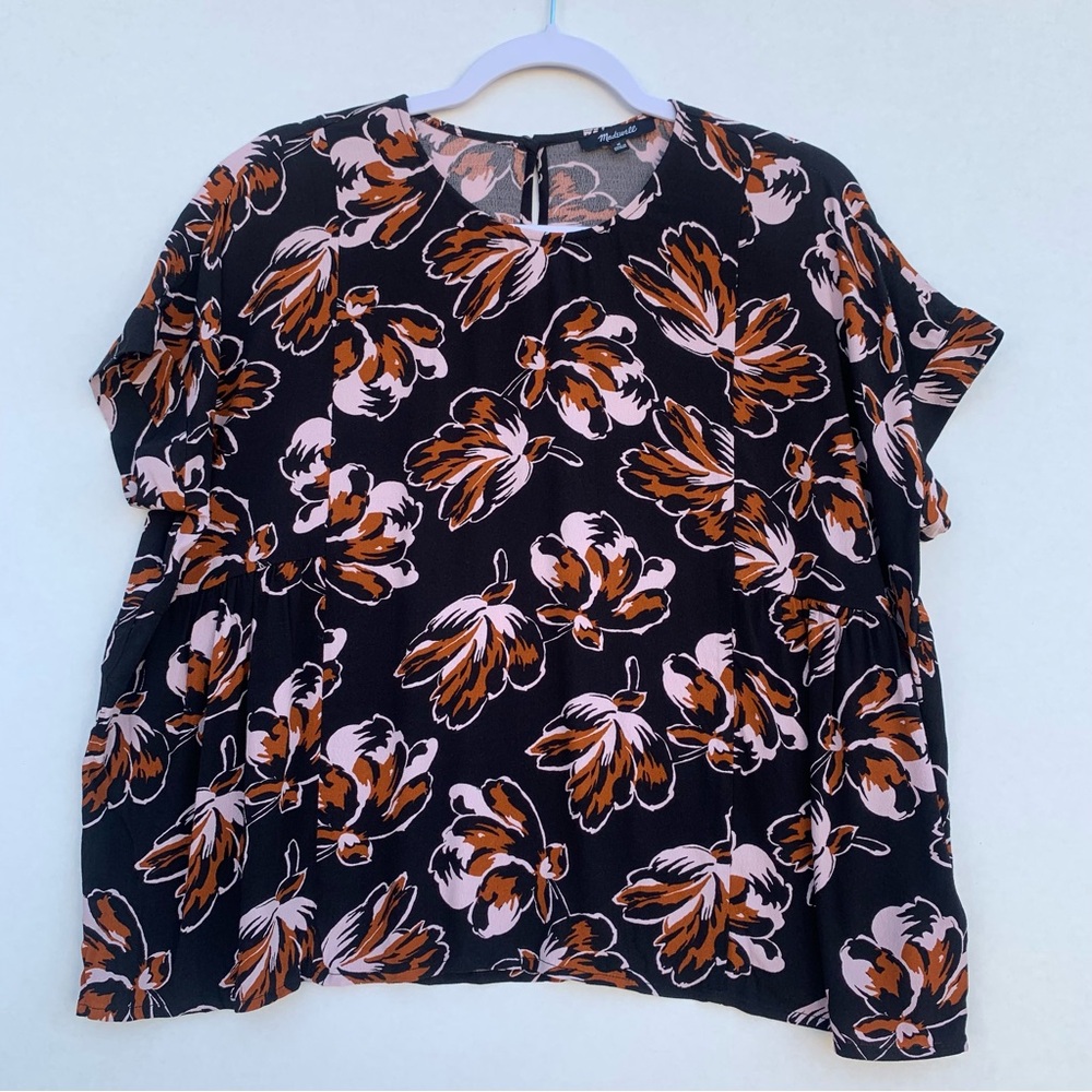 MADEWELL Cuffed -Sleeve Shirred Top In Dusk Blossom Size M